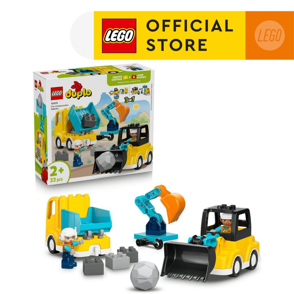 LEGO DUPLO Town 10475 3 in 1 Construction Vehicles (22pcs.), Building Blocks, Kids Toy