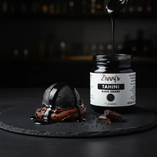 ทาฮินีดำจากงาดำ 100% | Black Sesame Tahini | สูตรต้นตำรับ ไม่มีสารเติมแต่ง | แคลเซียมและธาตุเหล็กสูง | Zivvy's