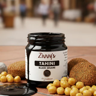 ทาฮินีดำจากงาดำ 100% | Black Sesame Tahini | สูตรต้นตำรับ ไม่มีสารเติมแต่ง | แคลเซียมและธาตุเหล็กสูง | Zivvy's