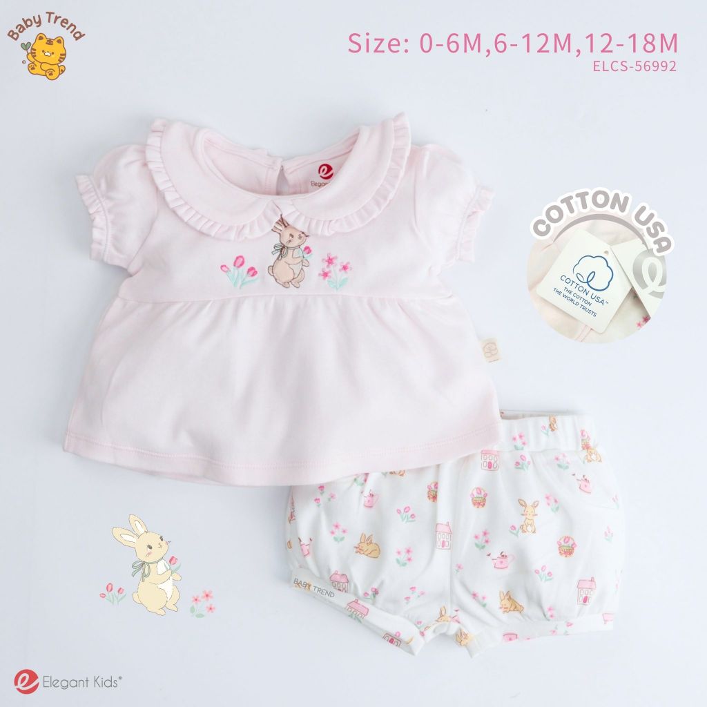 Elegant Kids ชุดเด็กผู้หญิง 0-18เดือน ชุดเสื้อคอปกกางเกงขาสั้น Rabbit Cottage Collection | Babytrend