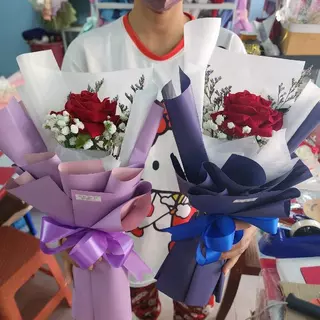 [ 1 ดอก ] ช่อดอกไม้กำมะหยี่ มีดอกแซม น่ารัก สวยงาม ขนาดดอก 8 ซ.ม