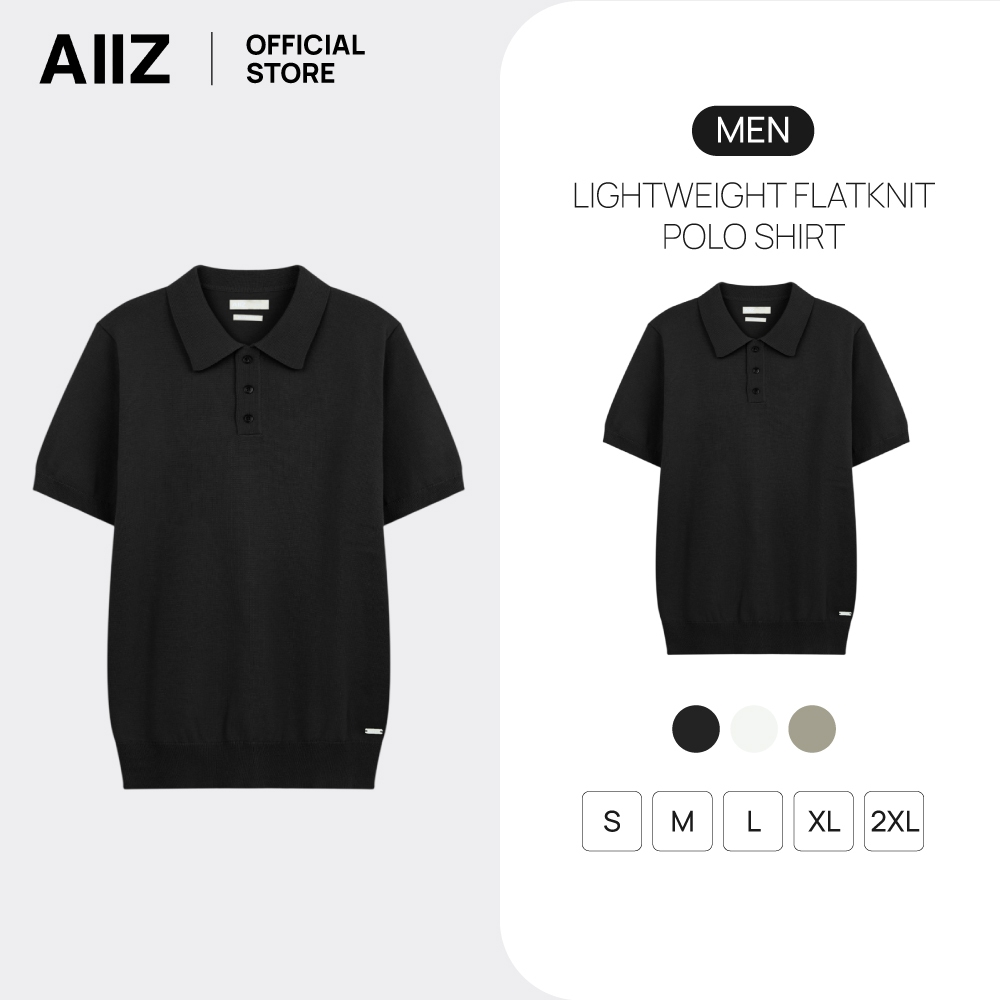 AIIZ เสื้อโปโลผู้ชายผ้าถักสีพื้น AIIZ Men's Lightweight Flatknit Polo Shirt
