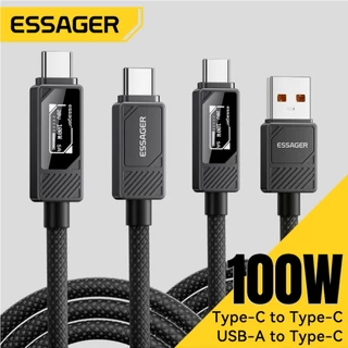 Essager 100W A/C-C สายเคเบิลข้อมูลจอแสดงผลดิจิทัลที่เข้ากันได้อย่างสมบูรณ์พร้อมหัวเข็มขัดวิเศษเพื่อการจัดเก็บที่ง่ายดาย