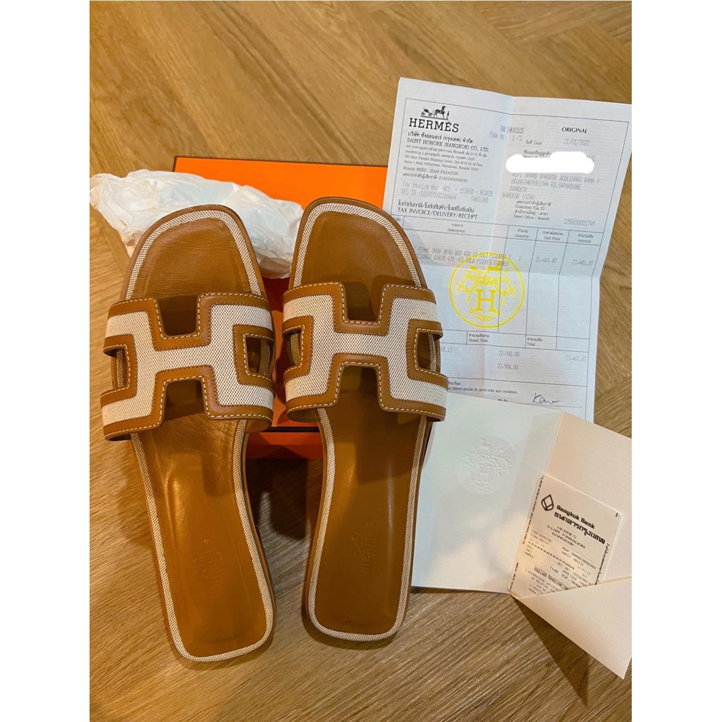 🔥พร้อมส่ง🔥ส่งไว✨ Used รองเท้า Hermes Sandals size 42 ปี22  ✨ของแท้ 100%‼️