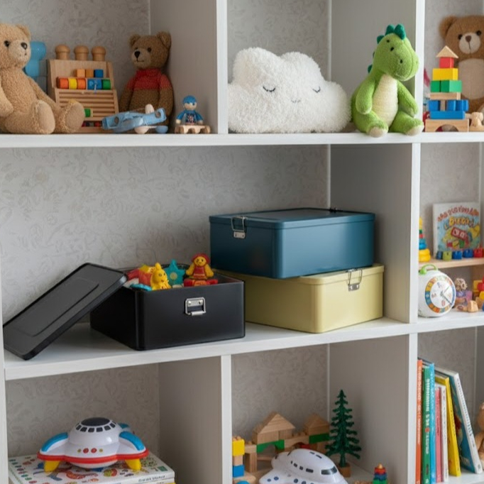 Vintage Tin Box กล่องอลูมิเนียมขนาดใหญ่ กล่องเหล็กขนาดใหญ่ คุณภาพดี เก็บเครื่องประดับและของใช้เครื่องเขียนหูพังสายชาร์จ - รูปที่ 6