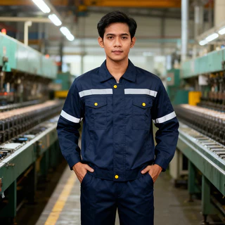 SY10 เสื้อช่าง เสื้อช็อป เสื้อทำงาน ผ้าเวสปอยท์ซิปอก สาบปิดซ่อน แถบสะท้อนแสงหลัง แขน กระดุมทองเหลือง