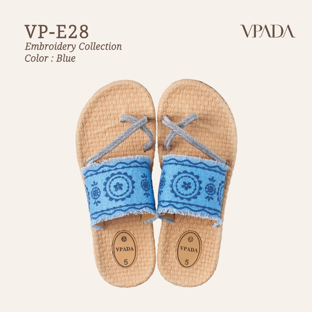 Vpada_sandals_VP-E28 Embroidery Collection รองเท้าแตะชายหาดแบน รองเท้าแตะแฟชั่น