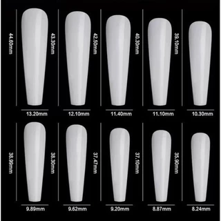 เล็บมือPVC รหัส30 ทรงบัลเล่ยาวมาก มี 500 ชิ้น เบอร์ 0-9 สินค้าพร้อมส่ง