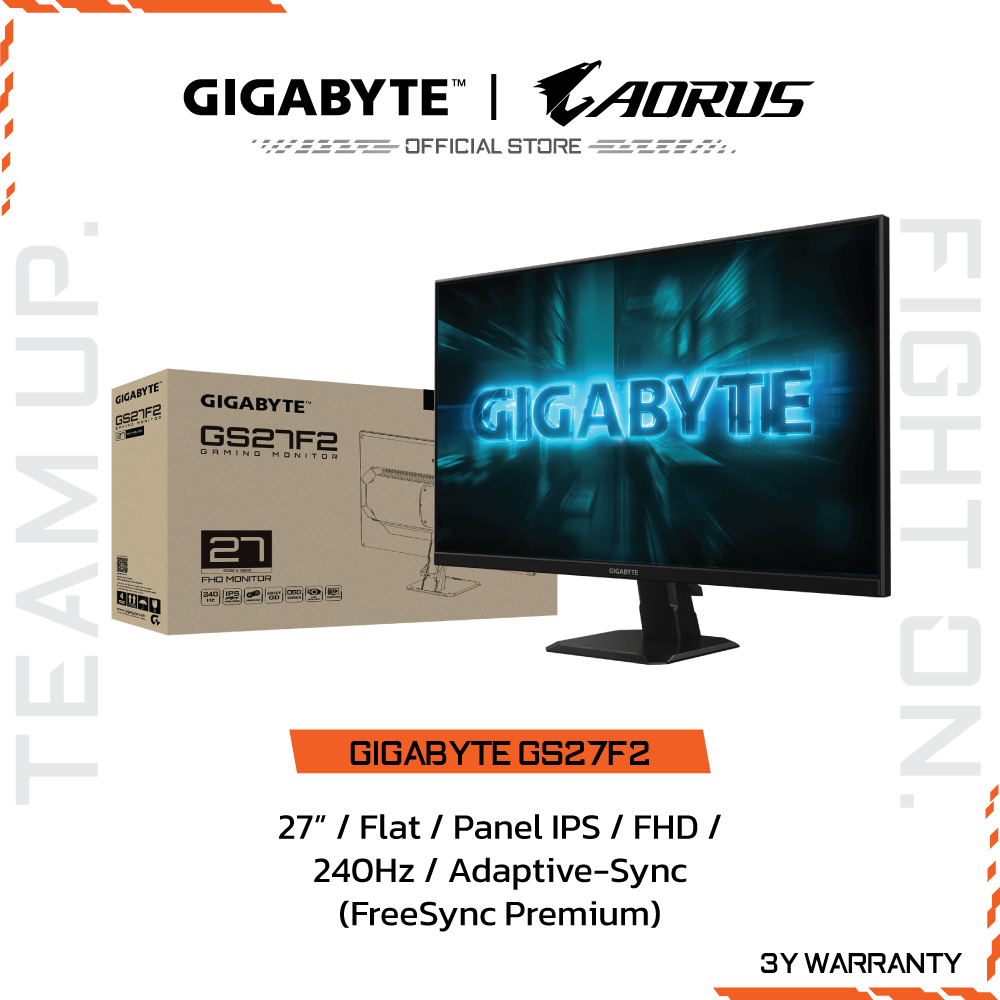 GIGABYTE GS27F2 Gaming Monitor (จอมอนิเตอร์) | 27" FHD | SS-IPS | 1ms | 240Hz | Adaptive-Sync