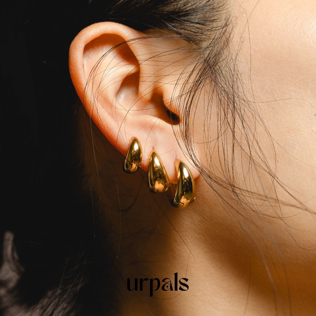 URPALS ต่างหูห่วง ต่างหู Stainless ชุบทอง 18K แพ้ง่ายใส่ได้