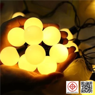 ปิงปอง 3cm 20หัว6ม 2.3cm 50หัว 8เมตร ไฟตกแต่ง ไฟลูกแก้ว LED 1.8cm 40หัว6ม ไฟตกแต่งสวน กลางแจ้ง ไฟเส้นอัจฉริยะ ทนแดด ทนฝน