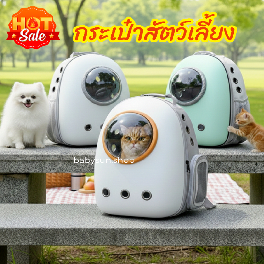 กระเป๋าเป้แคปซูลอวกาศใส่สัตว์เลี้ยง กระเป๋าสะพายแมว กระเป๋าแมว เป้สัตว์เลี้ยง ระบายอากาศได้