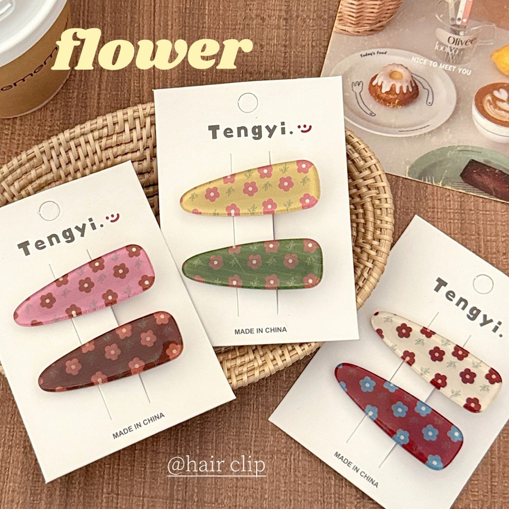 Cute 449 กิ๊บติดผม กิ๊บหนีบผมปากเป็ด ลายดอกไม้ 2 ชิ้น / แพ็ค