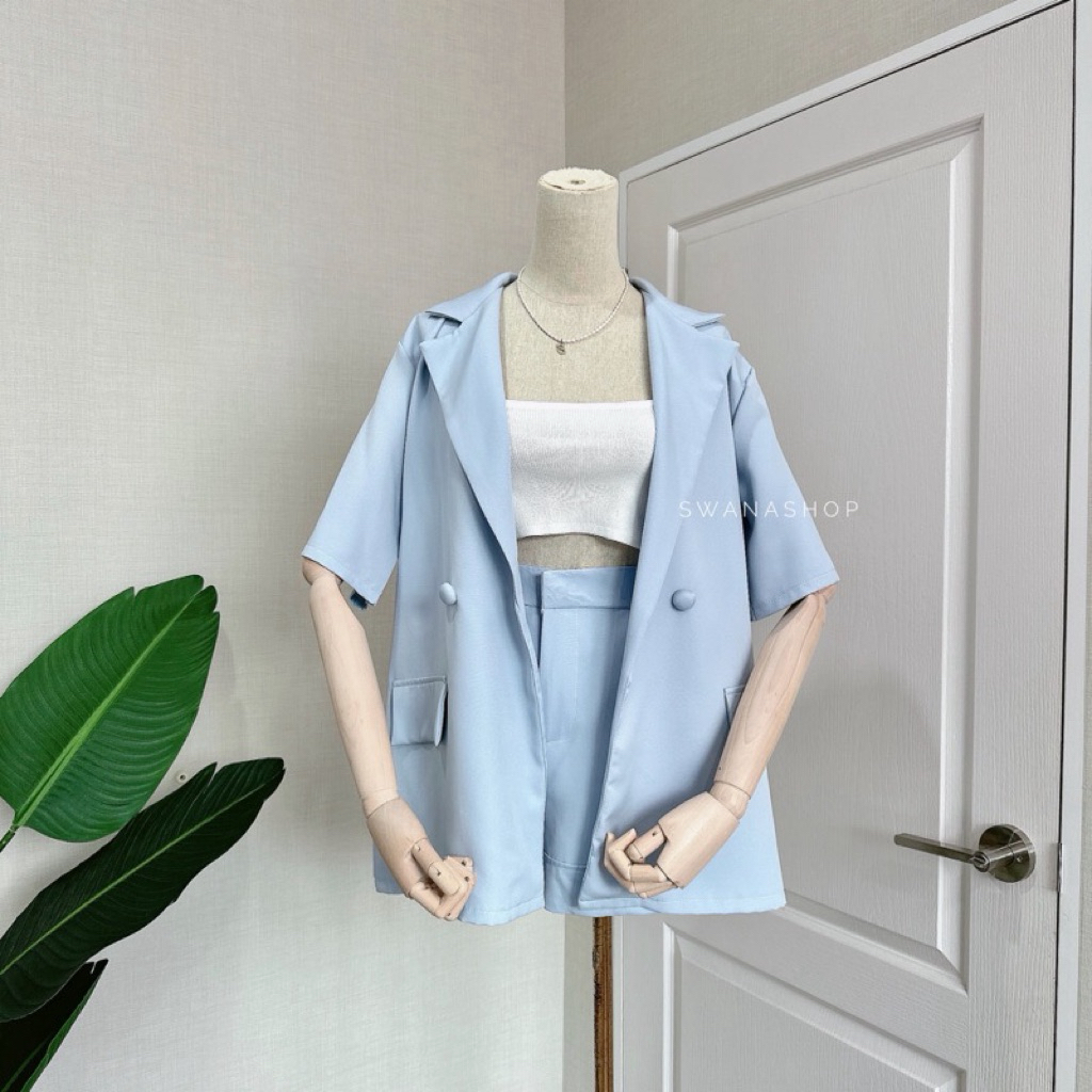 ส่งต่อ Working Suit Set  เสื้อสูททรงโอเวอร์ไซร์+กางเกง - Swanashop