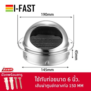 ฝาครอบช่องระบายอากาศ สแตนเลส ฝามีตาข่ายกันแมลง ขนาด 50 mm. 60 mm. 2-1/2 / 3 / 4 / 6 / 7 / 8 นิ้ว *สินค้าพร้อมส่งด่วน*