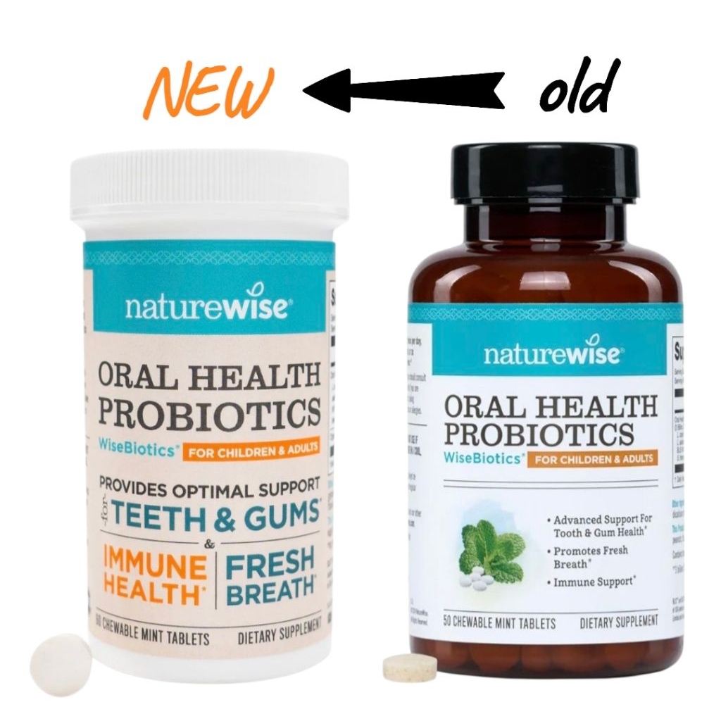 Naturewise oral health probiotic ear nose breath 60 chewable mint tablets