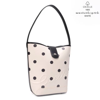 #1683Polka Dots Bucket Bag 🤍🖤แบรนด์ CICELLE (ซี-เซล) กระเป๋าทรงถัง กระเป๋าลายจุด กระเป๋า กระเป๋าสะพายไหล่