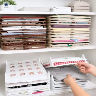 HOME ถาดจัดระเบียบเสื้อผ้า ตู้เสื้อผ้า ถาดเก็บเสื้อผ้า หยิบง่าย วางซ้อนได้ กระเป๋าเดินทาง #แผ่นเก็บ