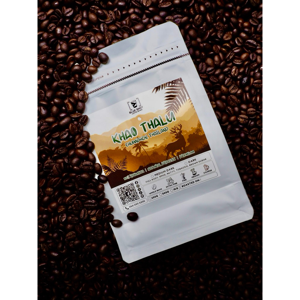 กาแฟคั่ว โรบัสต้า เขาทะลุ ชุมพร | 100% Robusta Roasted Coffee | Premium | ขนาด 500 กรัม