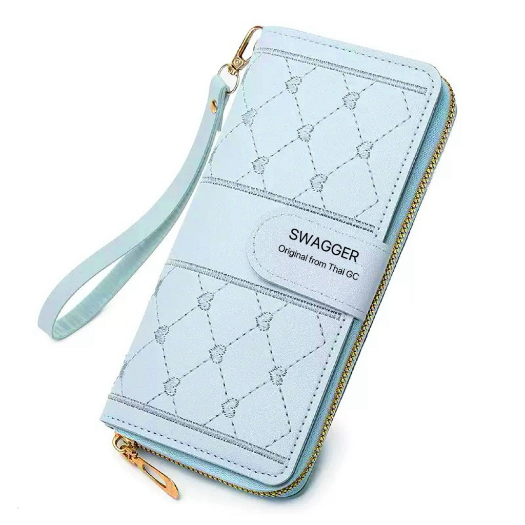 กระเป๋าสตางค์ใบยาว 2ผับ ใส่โทรศัพท์ได้ ใส่ธนบัตรได้ไม่ต้องผับ ใส่บัตรได้หลายใบ ลายปักหัวใจ มีสายคล้องมือ(GC-515) - รูปที่ 2