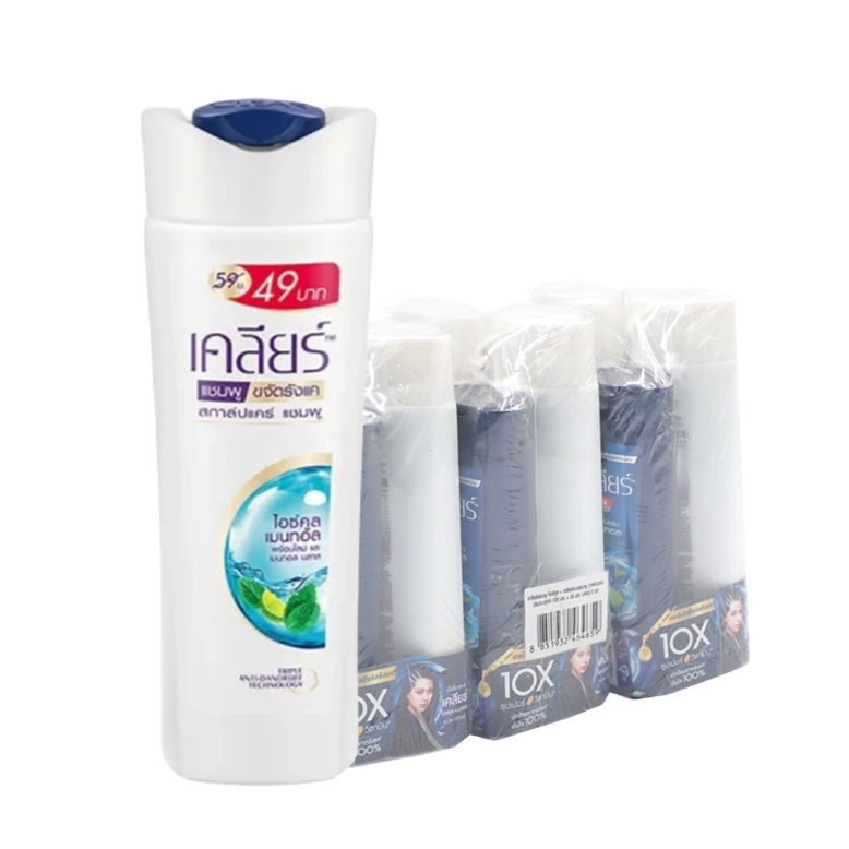 เคลียร์ ไอซ์ คูล เมนทอล แชมพู 120 มล. 6 ขวด + เมน คูล แชมพู 50 มล. 6 ขวด Clear Men Cool Sport Menthol สดชื่น