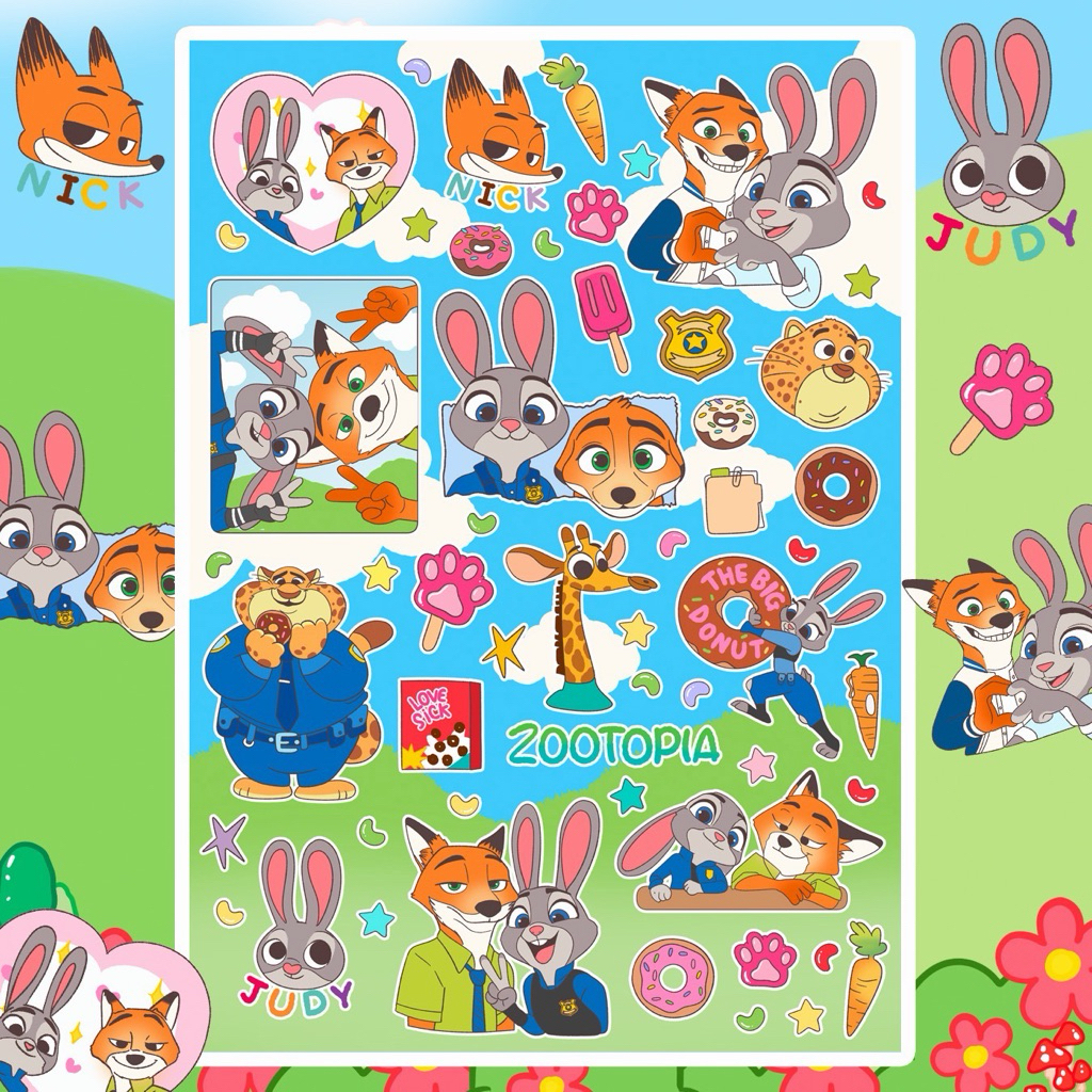 Sticker PVC Dicut A6 _____ Nick Judy Zootopia