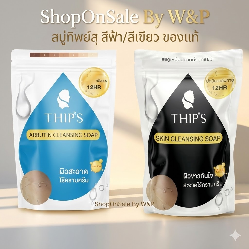 สบู่ทิพย์สุฟอกผิวกาย THIPS SKIN CLEANSING SOAP มีให้เลือก2สี