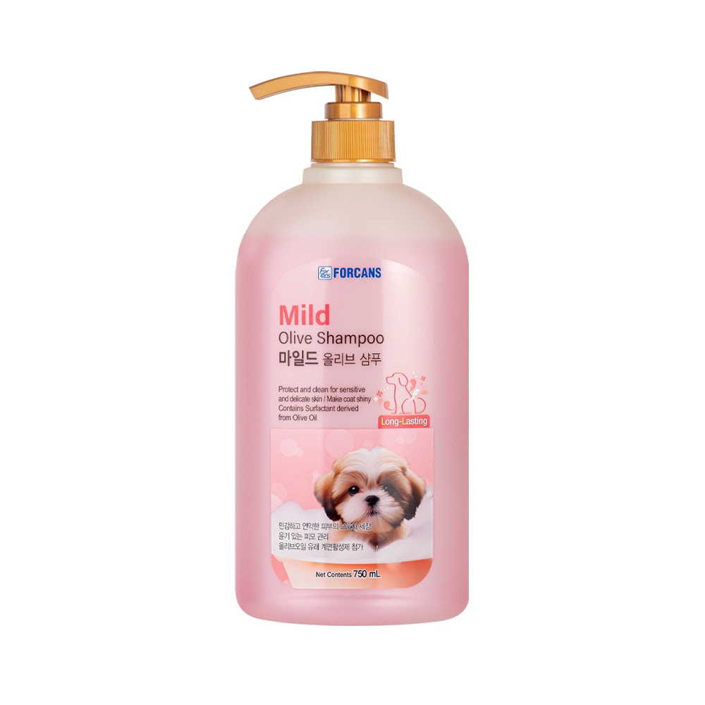 FORBIS Mild Olive Shampoo แชมพูลูกสุนัขและแชมพูลูกแมว สูตรน้ำมันมะกอก สำหรับลูกสุนัขและลูกแมว ขนาด 750 ml.