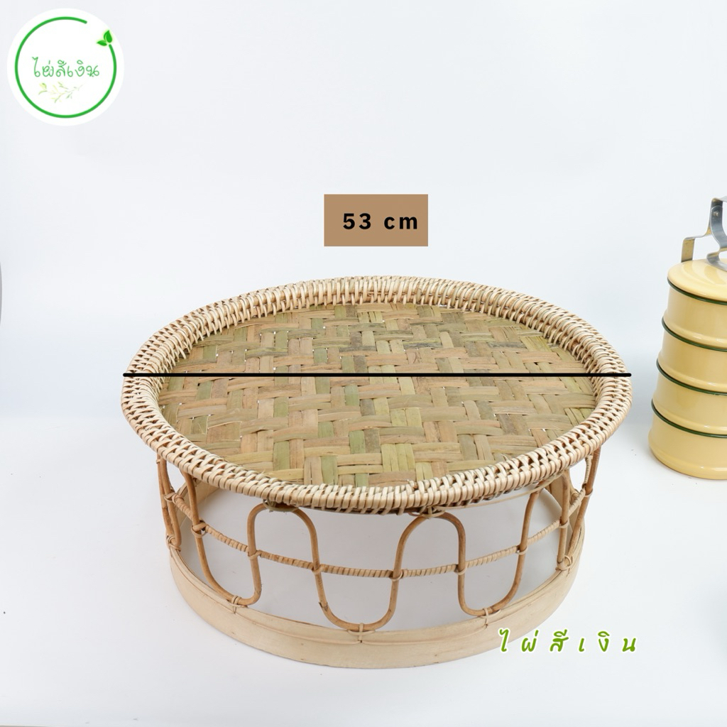 ขันโตกสาน โตกหวายพื้นไม้ไผ่สาน โตกวางสำรับอาหารหรือจัดพานบายสีรับน้ำหนักได้ 5กิโลกรัม มี4ขนาดให้เลือก - รูปที่ 4