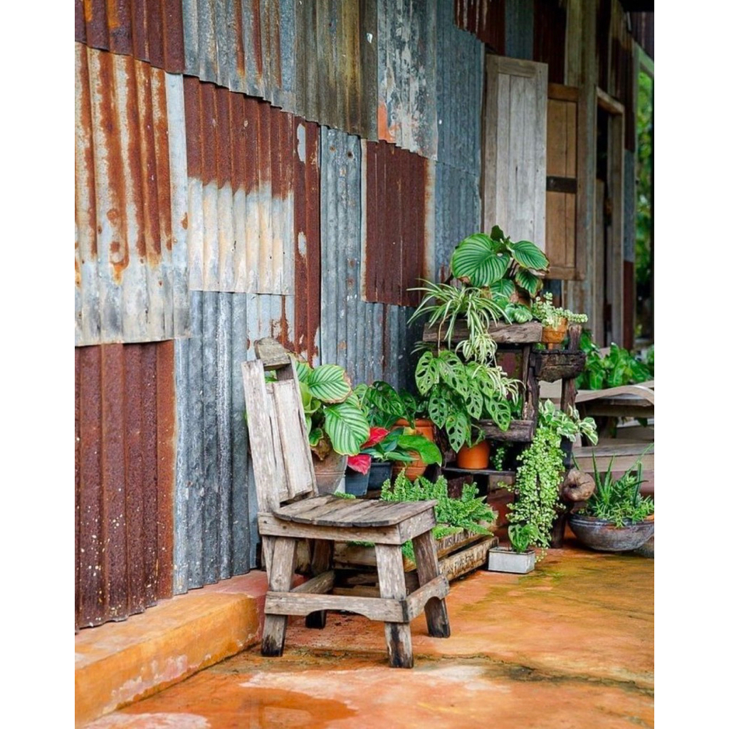 สังกะสีเก่าใช้ในงานตกแต่งผนัง,ฝ้าเพดานร้านคาเฟ่หรือบ้านสไตล์คันทรี่โฮม(country home style)