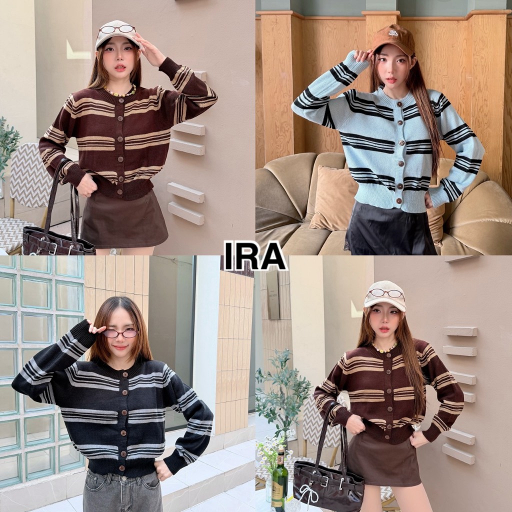 BY IRA Katherine Top เสื้อแขนยาวถักไหมพรมแขนยาว เสื้อโปโลคอปก เสื้อไหมพรม