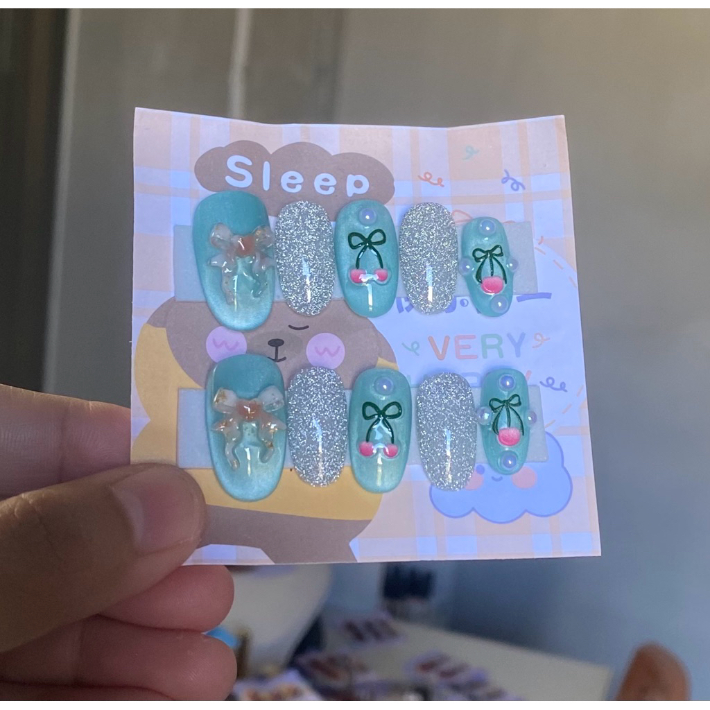 เล็บปลอม อัลมอนด์กลาง ไซส์M ฟรีกาวตะไบ