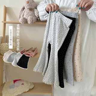 Babyonline(Y035)I1 (ส่งด่วน1วัน)กางเกงขายาวแฟชั่นสำหรับเด็กผู้หญิงลายจุดน่ารัก ผ้านิ่ม ใส่สบาย