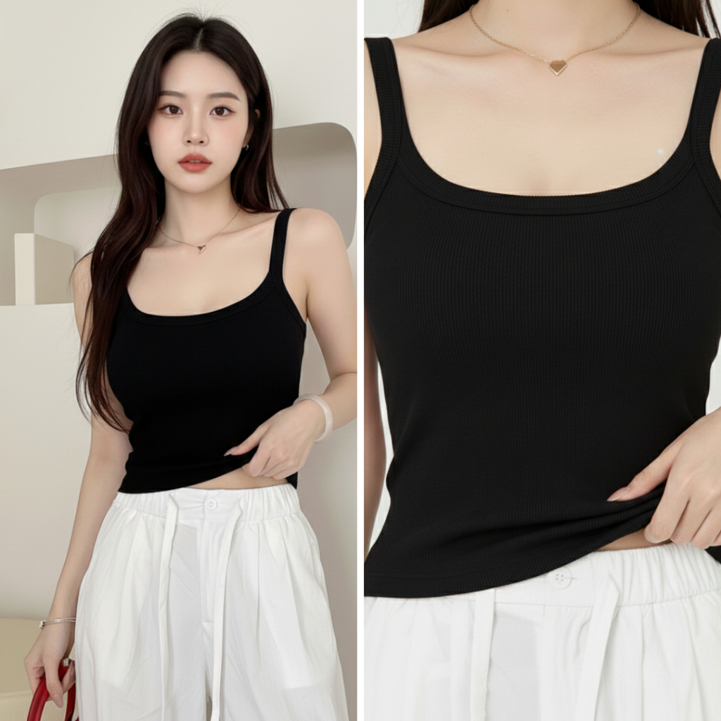 TOPLIST (N1087) เสื้อกล้ามสายเดี่ยวสีพื้น สไตล์เกาหลี พร้อมฟองน้ำในตัว ใส่สบาย ราคา ถูกที่สุด ดีลบีเคเค แกลเลอรีภาพที่ 8