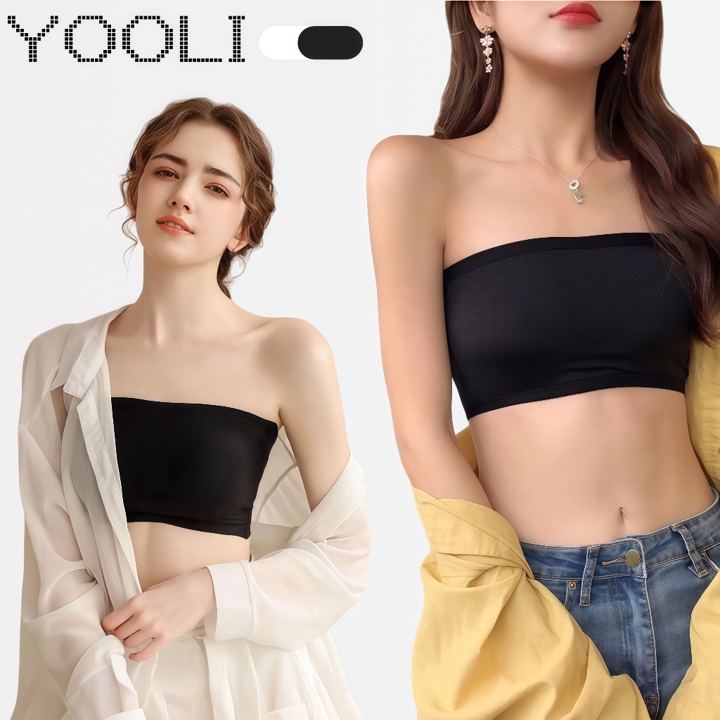 เสื้อเกาะอก บราเสริมฟองน้ำ สองสีใส่สบายไม่อึดอัด สวมใส่สบาย เสื้อ เสื้อผ้าผู้หญิง