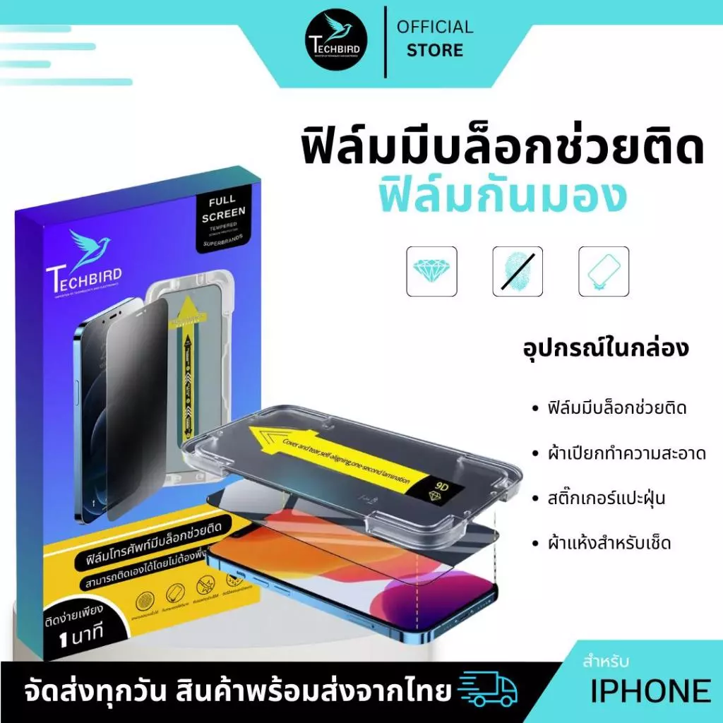 ฟิล์มกันมอง HD iPhone 16/15/14/13/12/11 Pro Max XR XS thumbnail 6