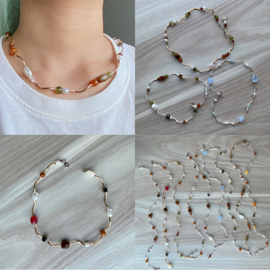 [เติมของใหม่]สร้อยคอวินเทจ สร้อยลูกปัด สร้อยลูกปัดหินอะคริลิก