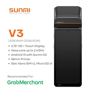 (ส่งด่วน2ชม.) Sunmi V3 ใหม่ล่าสุด Android 13 3GB+32GB เร็วกว่าเดิม 3 เท่า! ประกันสินค้า 1 ปี ไม่ล็อค