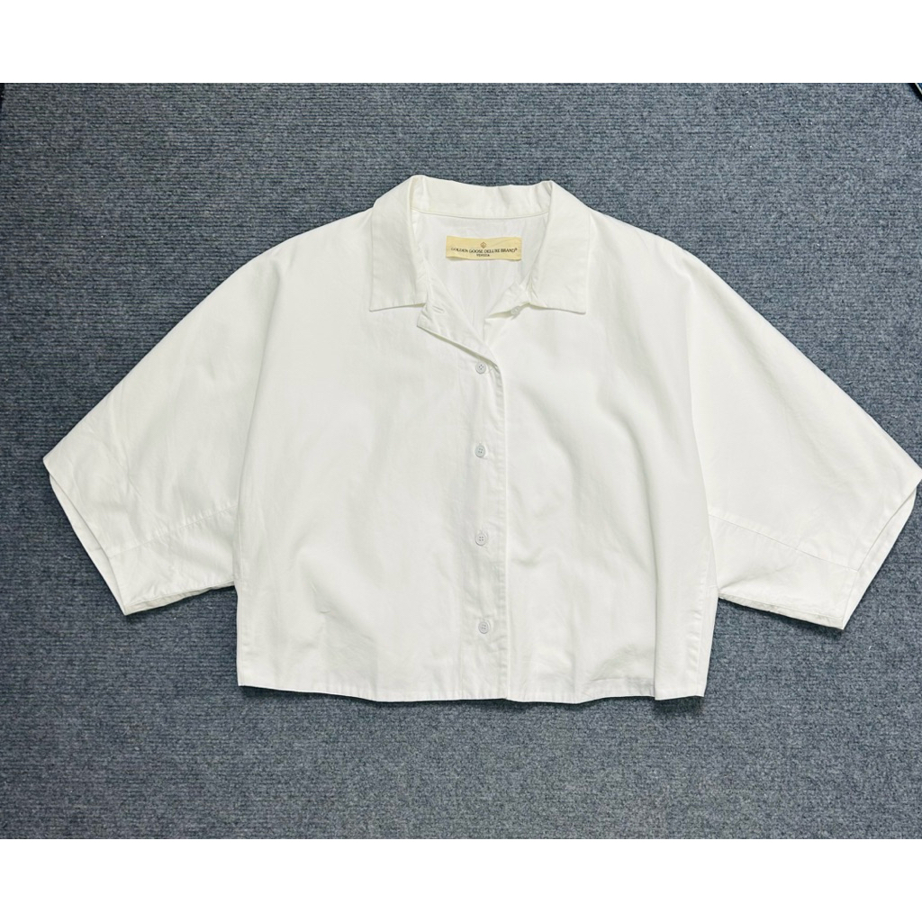 ggdb white cotton crop shirt made in italy