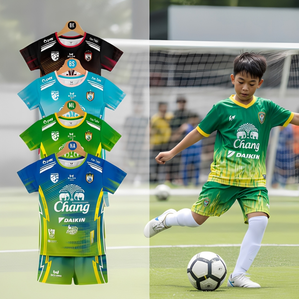 ชุดบอลเด็ก ชุดกีฬาเด็ก ผ้ามันเบาสบาย ชุดเด็กผู้ชาย 6 - 10 ขวบ ใส่สบาย KID001