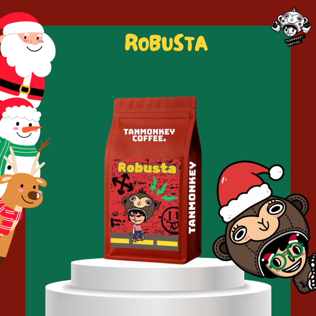 Tanmonkey R01 เมล็ดกาแฟคั่ว Robusta 100% High Caffeine เอสเพรสโซ่ คั่วเข้ม 200g
