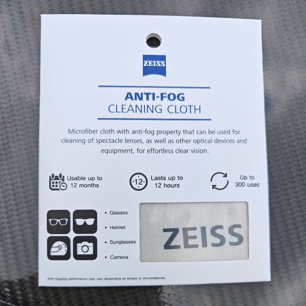 Zeiss Anti-Fog Cleaning Cloth ผ้าเช็ดเลนส์กันฝ้า เช็ดเลนส์แว่น เลนส์กล้อง ชิวหมวกกันน๊อค
