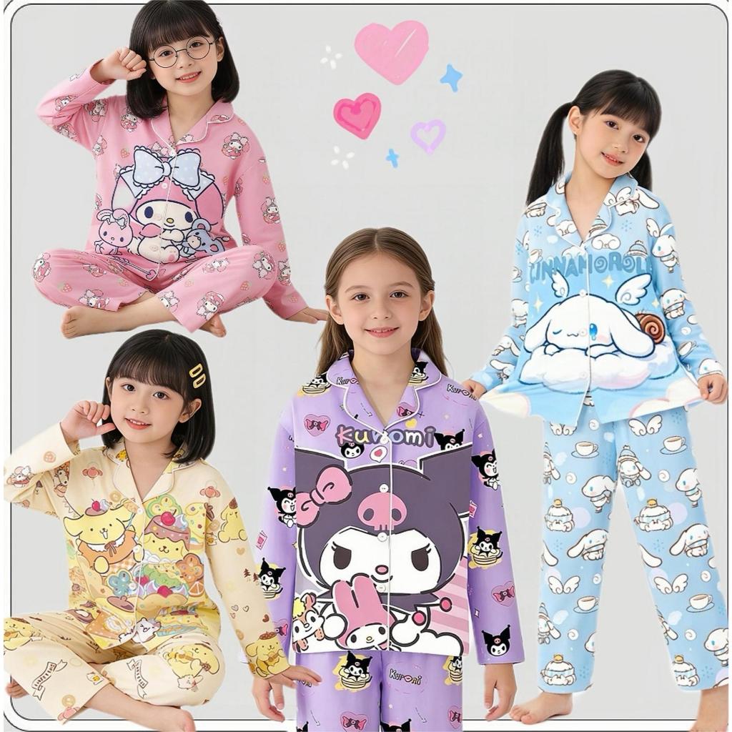 MC180 ชุดนอนเด็กผู้หญิง ลายน่ารัก นอนสบายทั้งคืน ชุดนอนเด็กการ์ตูน  แท้ งานพรีเมียม สีสด ใส่ได้ทุกฤดู