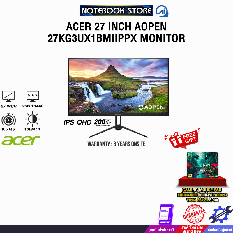 ACER 27 INCH AOPEN 27KG3UX1BMIIPPX MONITOR (IPS QHD 200Hz)/ประกัน 3 Years
