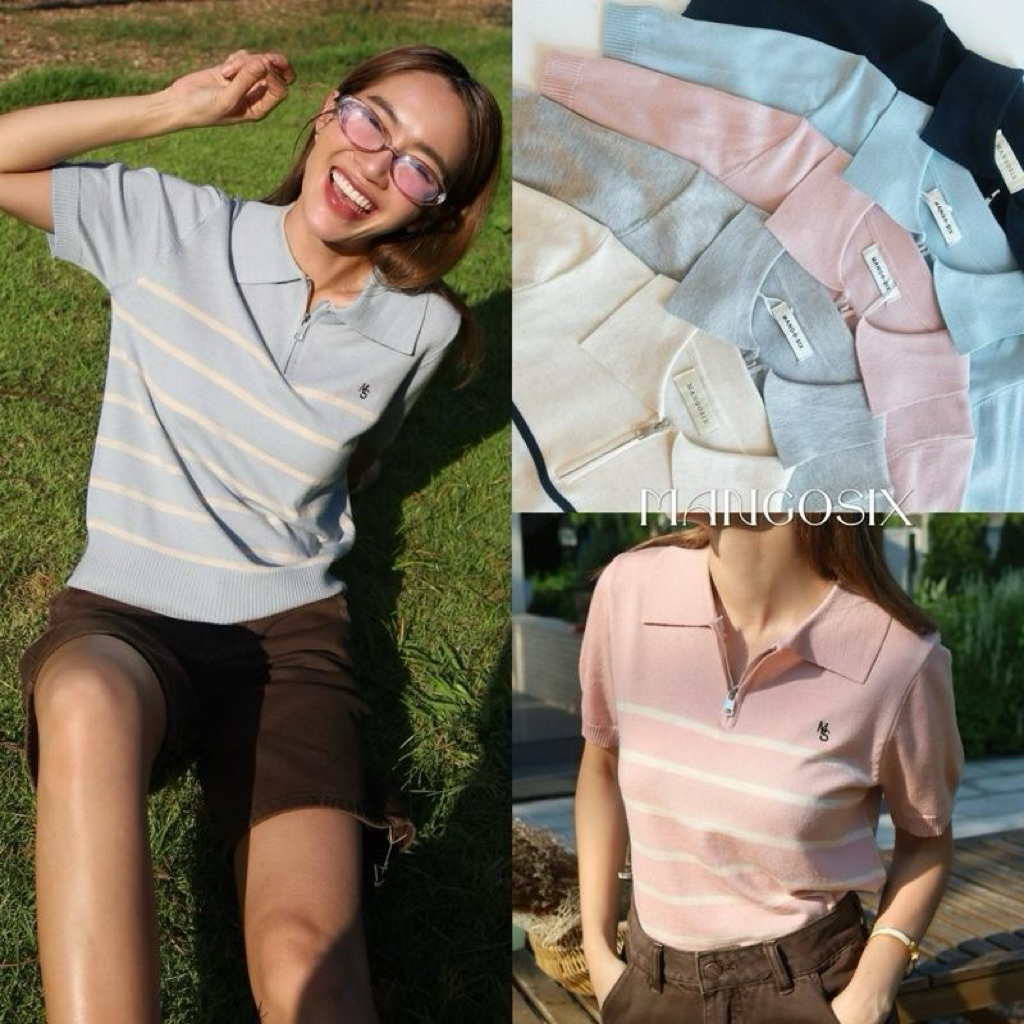 เสื้อลายทางซิปหน้า รุ่นRiley’love (A76)