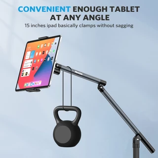 MEEGOO ขาตั้งโทรศัพท์มือถือ ขาจับไอแพด พร้อมรอก วัสดุโลหะผสม สามารถปรับความสูงและมุมได้อย่างอิสระ คลิปหนีบยางยืดแบบยืดหด