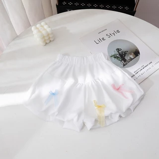 Babyonline(Y474)2L4 (ส่งด่วน1วัน)กางเกงขาสั้นเด็กผู้หญิงเอวสม็อคลายน่ารัก ผ้านิ่ม ใส่สบาย