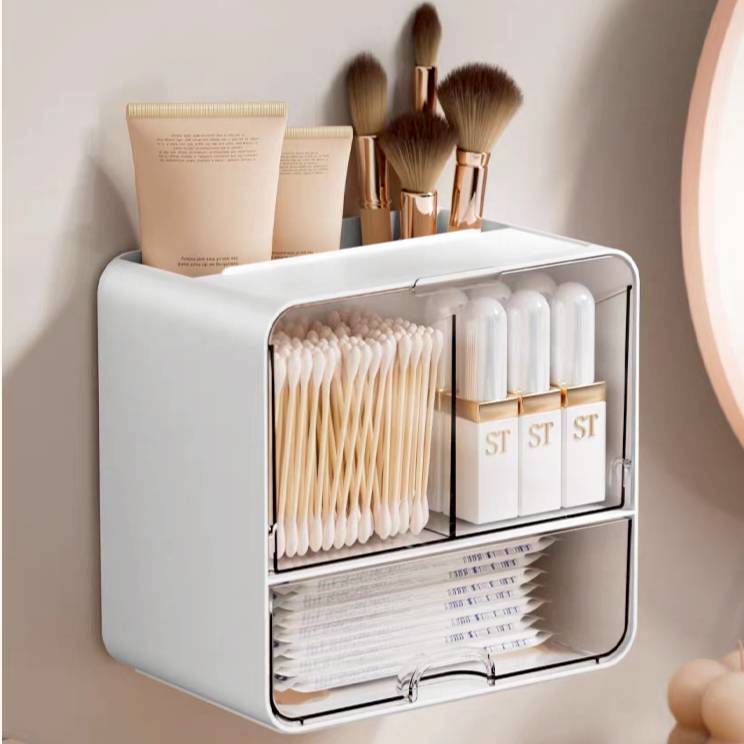 กล่องเก็บของอเนกประสงค์แบบติดผนัง ไม่ต้องเจาะรู ใช้แถบกาวใส ติดแน่น ไม่ทำให้ผนังเป็นรอย ดีไซน์เรียบหรู