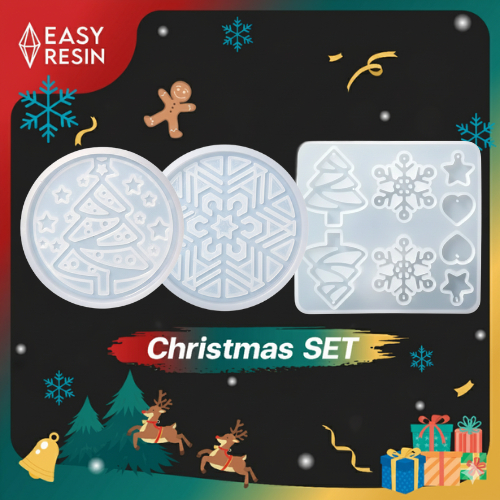 เเม่พิมพ์เรซิ่น Christmas set ซิลิโคนแบบเงา  สำหรับเทเรซิ่นลายคริสต์มาส  พร้อมส่ง -Easy Resin