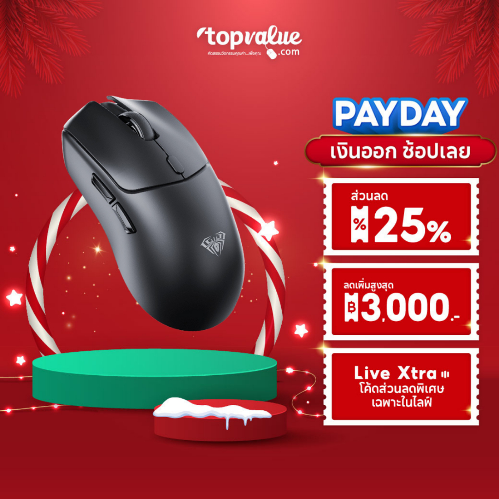 AULA SC580X เมาส์เกมมิ่งไร้สาย 3IN1 Wireless Gaming Mouse PAW3325 สูงสุด 10,000 DPI รับประกันศูนย์ไท